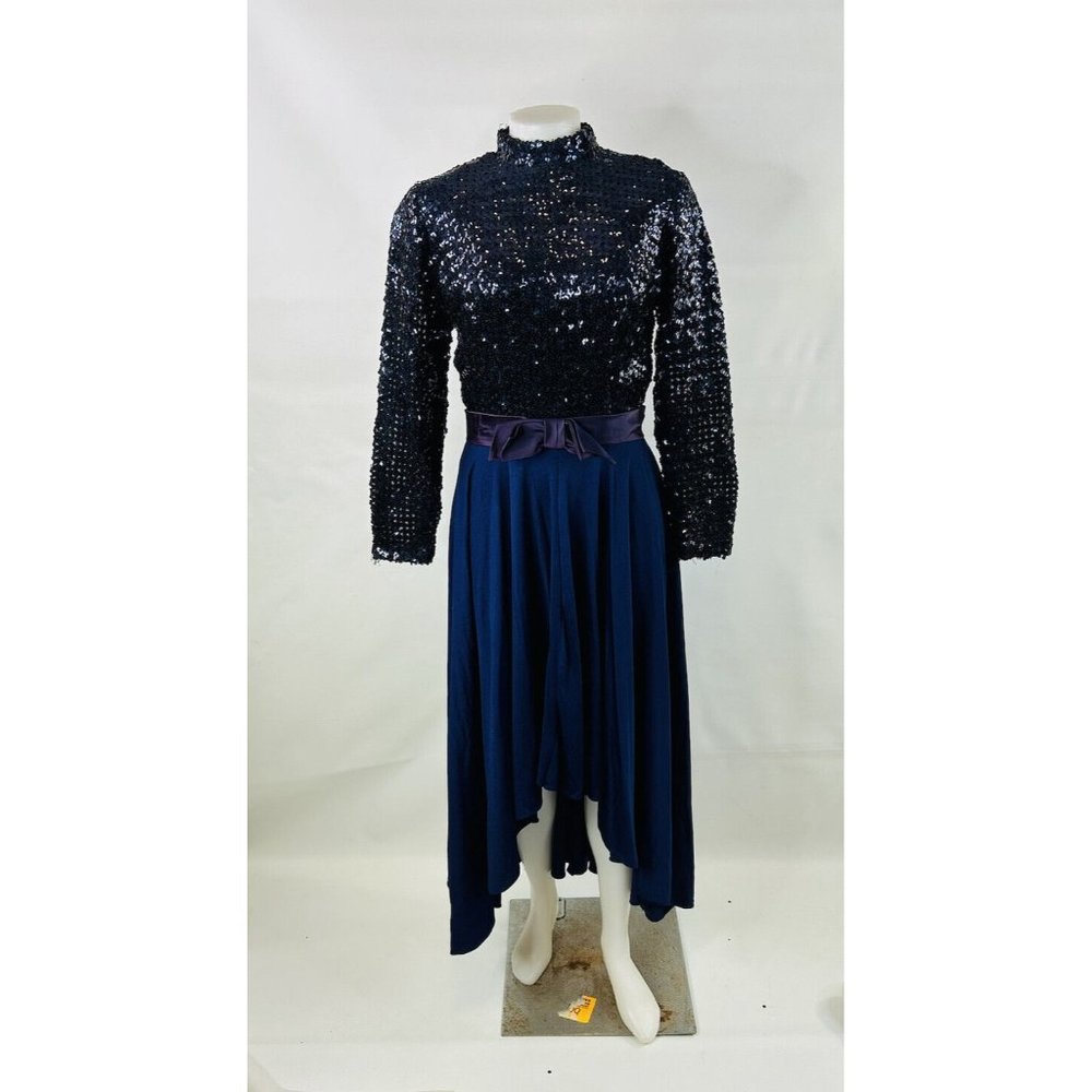 Vintage 1970s Disco Embellished Sequined High Low Dancing Dress